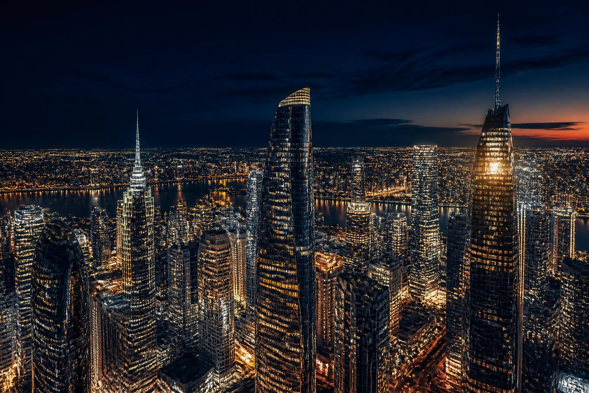Cinematic luxury skyline at twilight